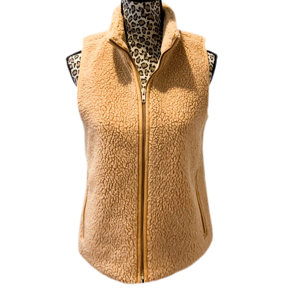 J. Crew women’s tan Sherpa vest size XS